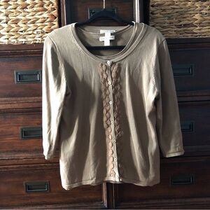 Vintage Coldwater Creek brown 2pc sweater set in size L 70% silk 30% cotton